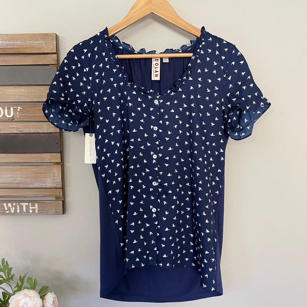 {Anthropologie} Sydney Ruffled Tee size XS - Picture 3 of 5